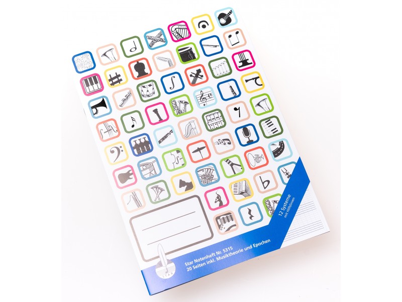 STAR 5315 Notenhefte - DIN A4 hoch 12 Systeme, Hilfslinien, 16 S.