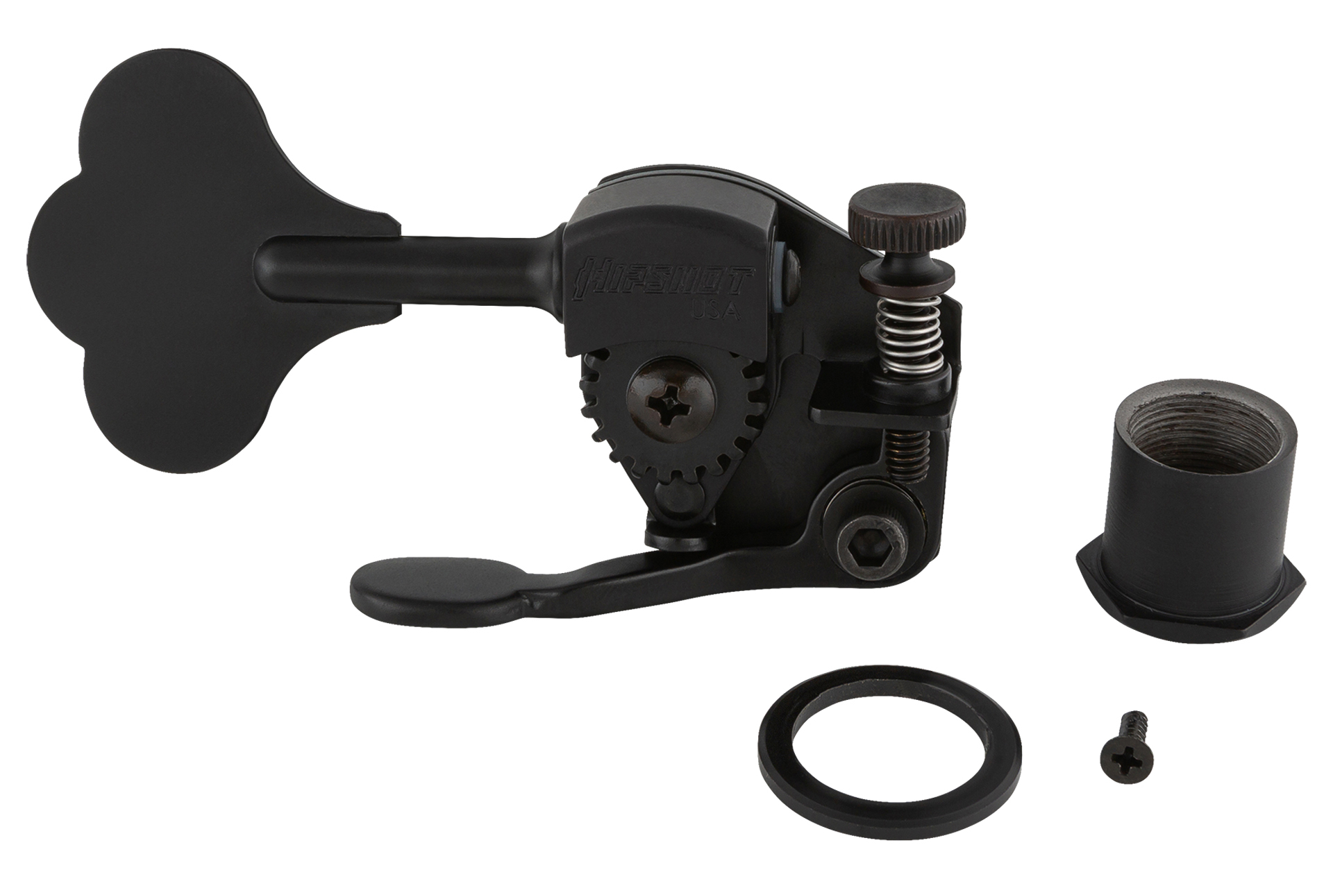 Sadowsky/Hipshot - Ultralite Bass Xtender, 1/2" Post, Clover Leaf Key, Lefthand - Black