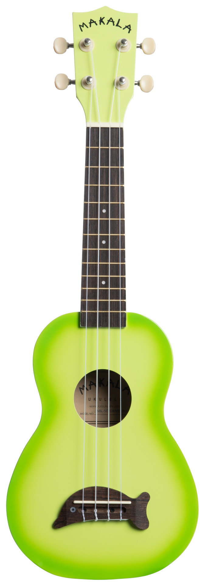 Makala Dolphin MK-SD-GRNBURST - Green Apple Burst Soprano Dolphin Ukulele, with Tote Bag