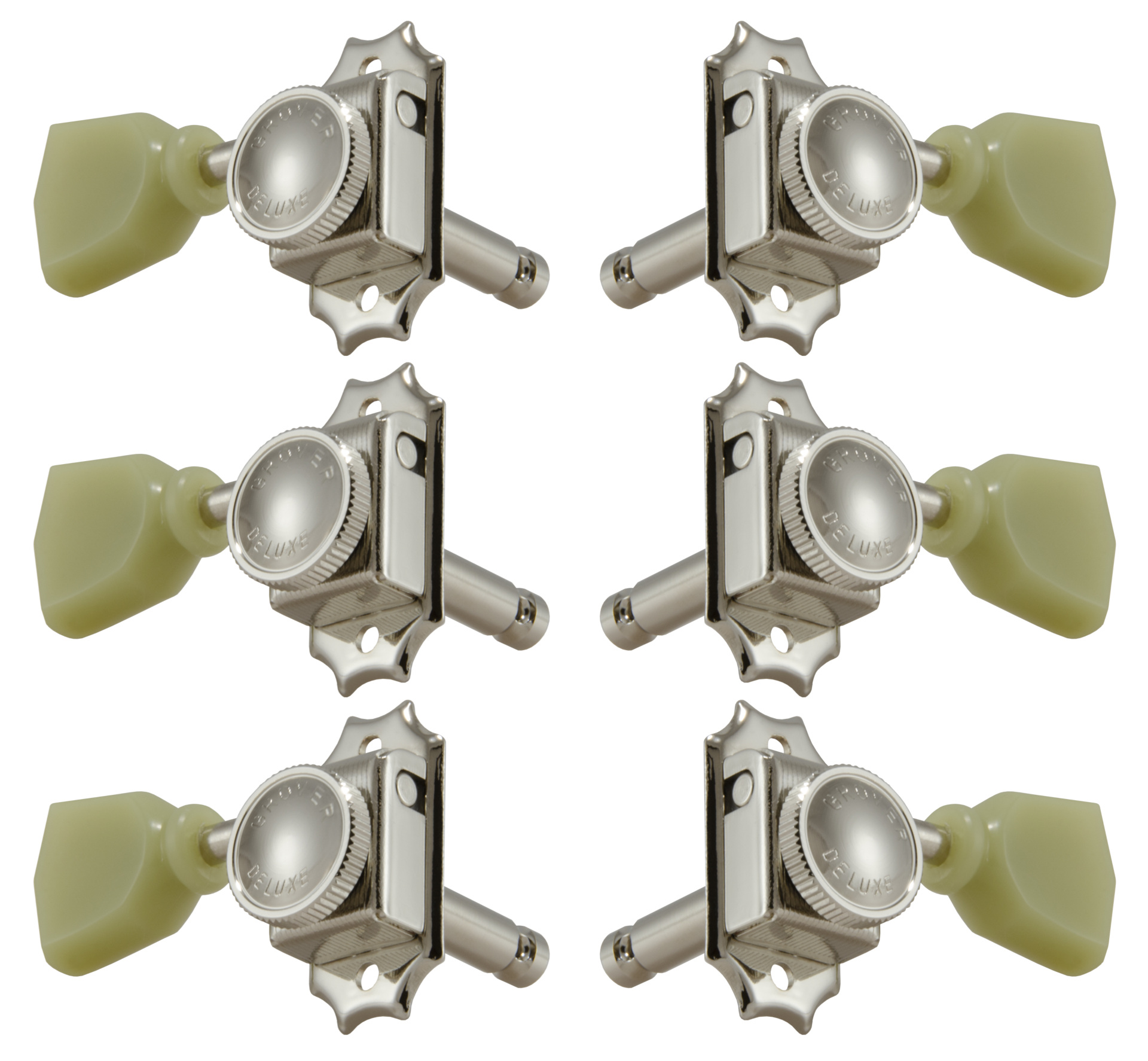Grover 533NK Vintage Locking Rotomatics with Keystone Button - Guitar Machine Heads, 3 + 3 - Nickel