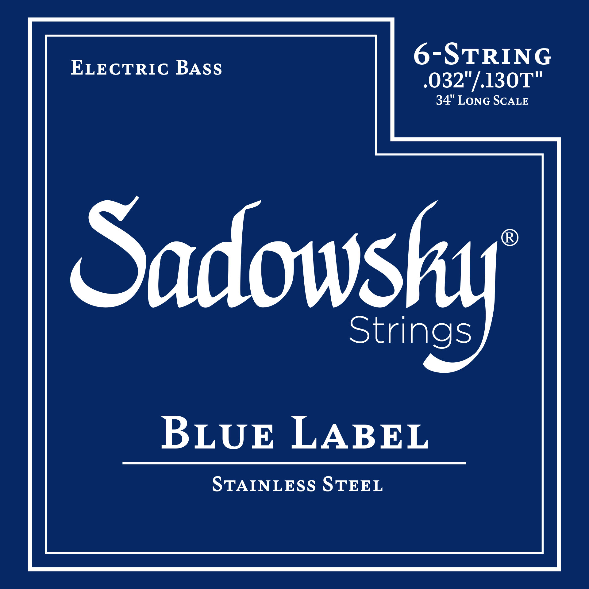 Sadowsky Blue Label Bass String Set - 6-String, Stainless Steel, Taperwound, Long Scale (34"), .032-.130