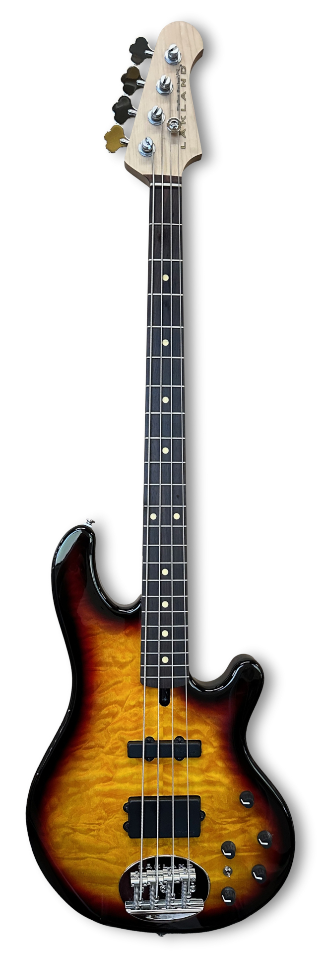 Lakland Skyline 44-02 Deluxe Bass, 4-String - Quilted Maple Top, Three Tone Sunburst Gloss