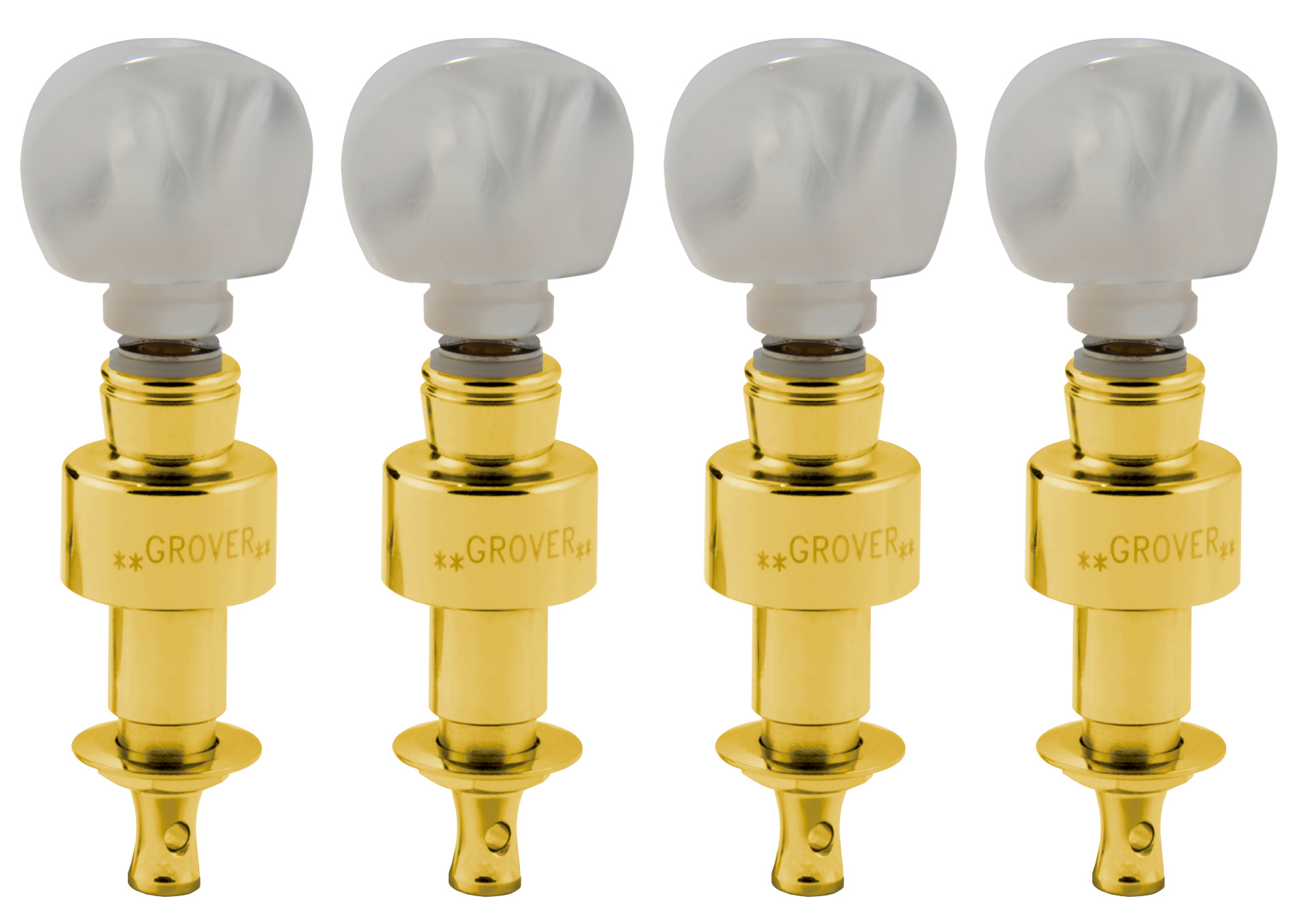 Grover 123G Geared Banjo Pegs with Round Pearloid Button - 4 pcs. - Gold
