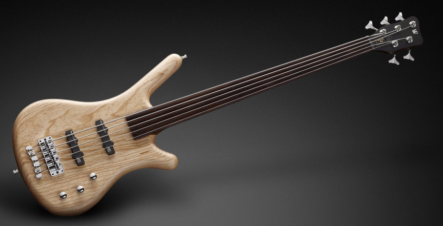 Warwick Teambuilt Pro Series Corvette Ash, 5-String, Fretless, Passive Pickups and Electronics - Natural Transparent Satin