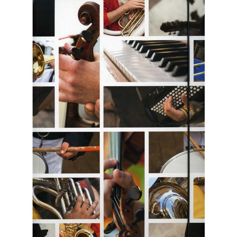 Gummispannmappe mit Musikinstrumenten