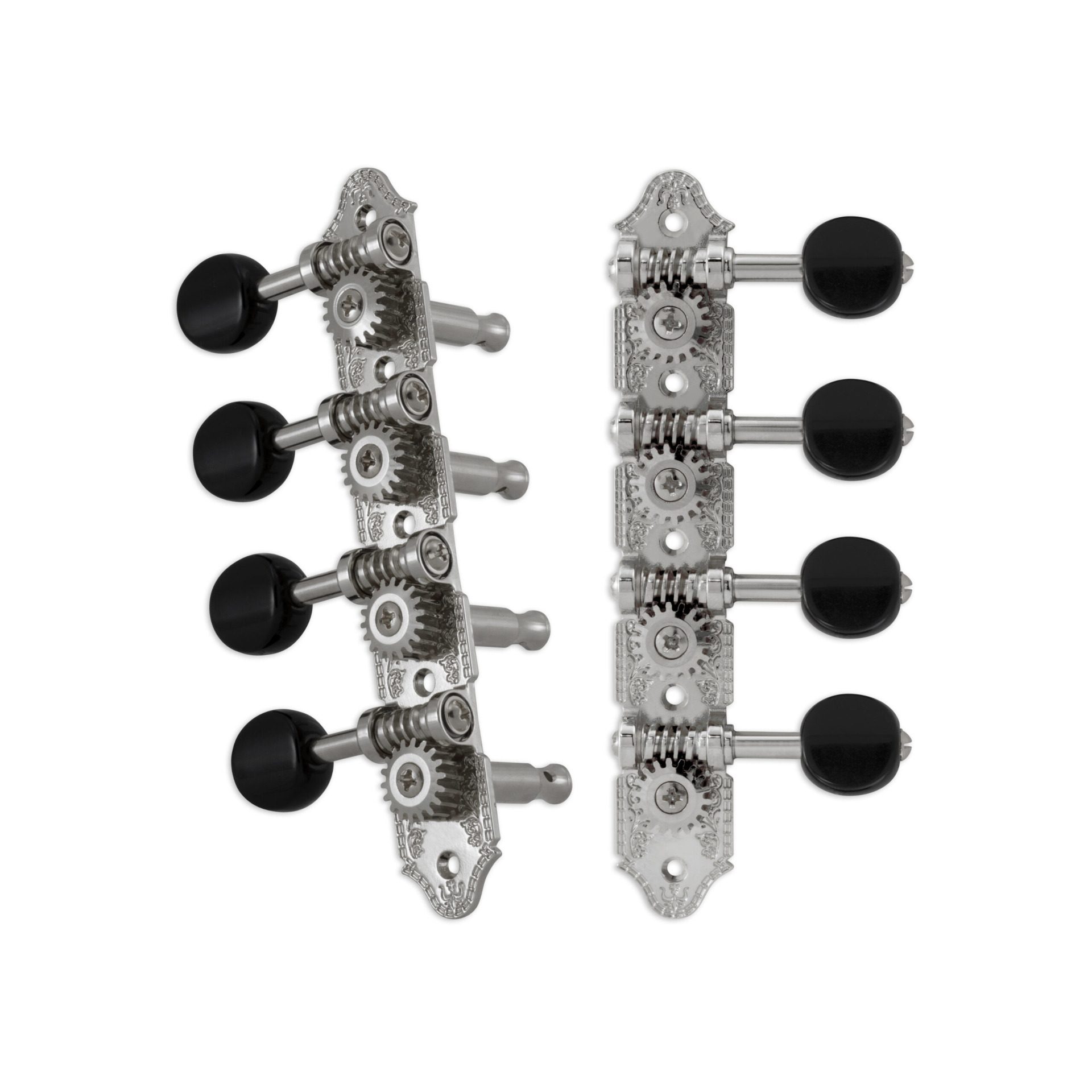 Grover 409CB Professional Mandolin Standard "A"-Style Machine Heads with Black Button - Standard, 4 + 4 - Chrome