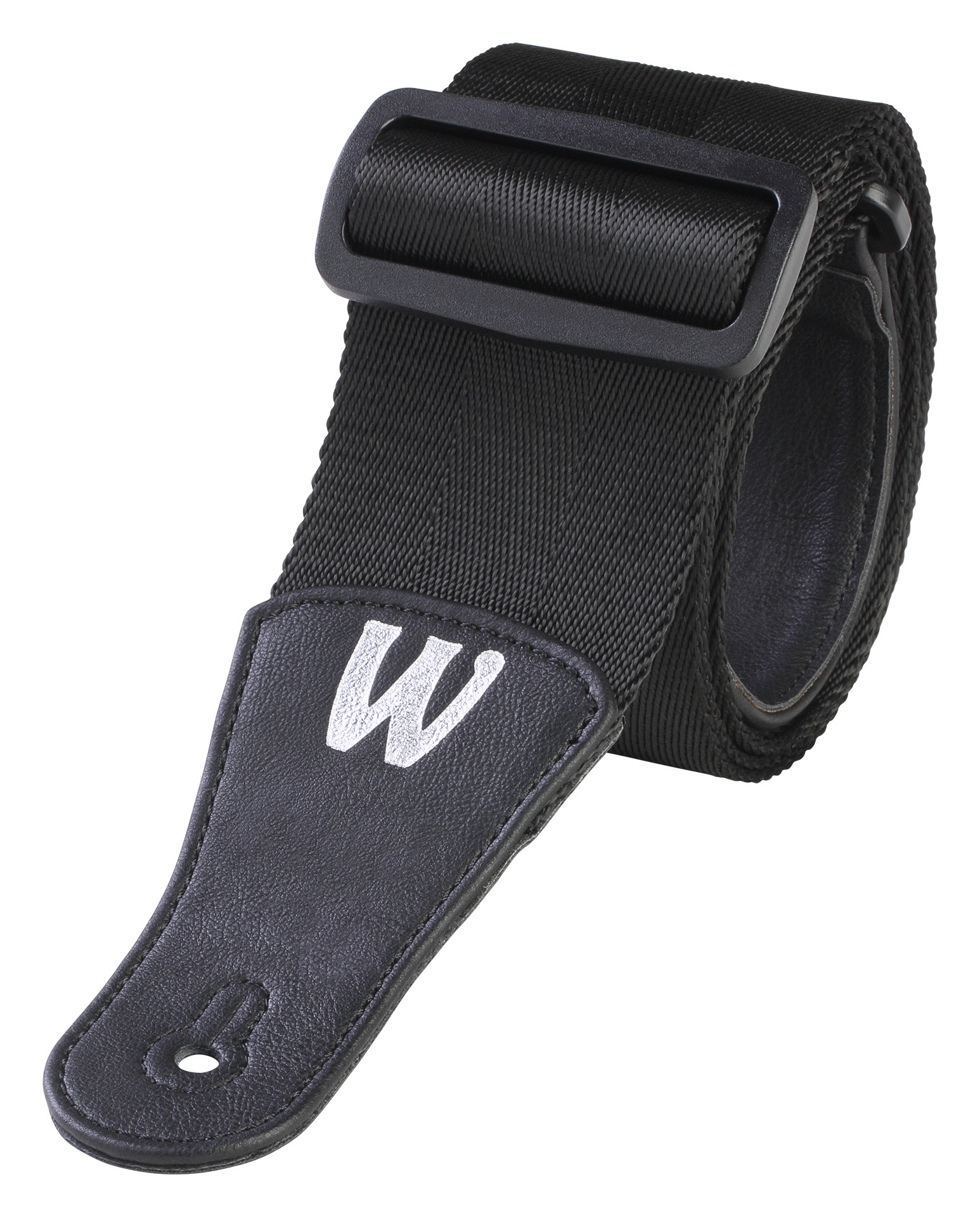Warwick Nylon Bass Strap - Black, Silver Embossing