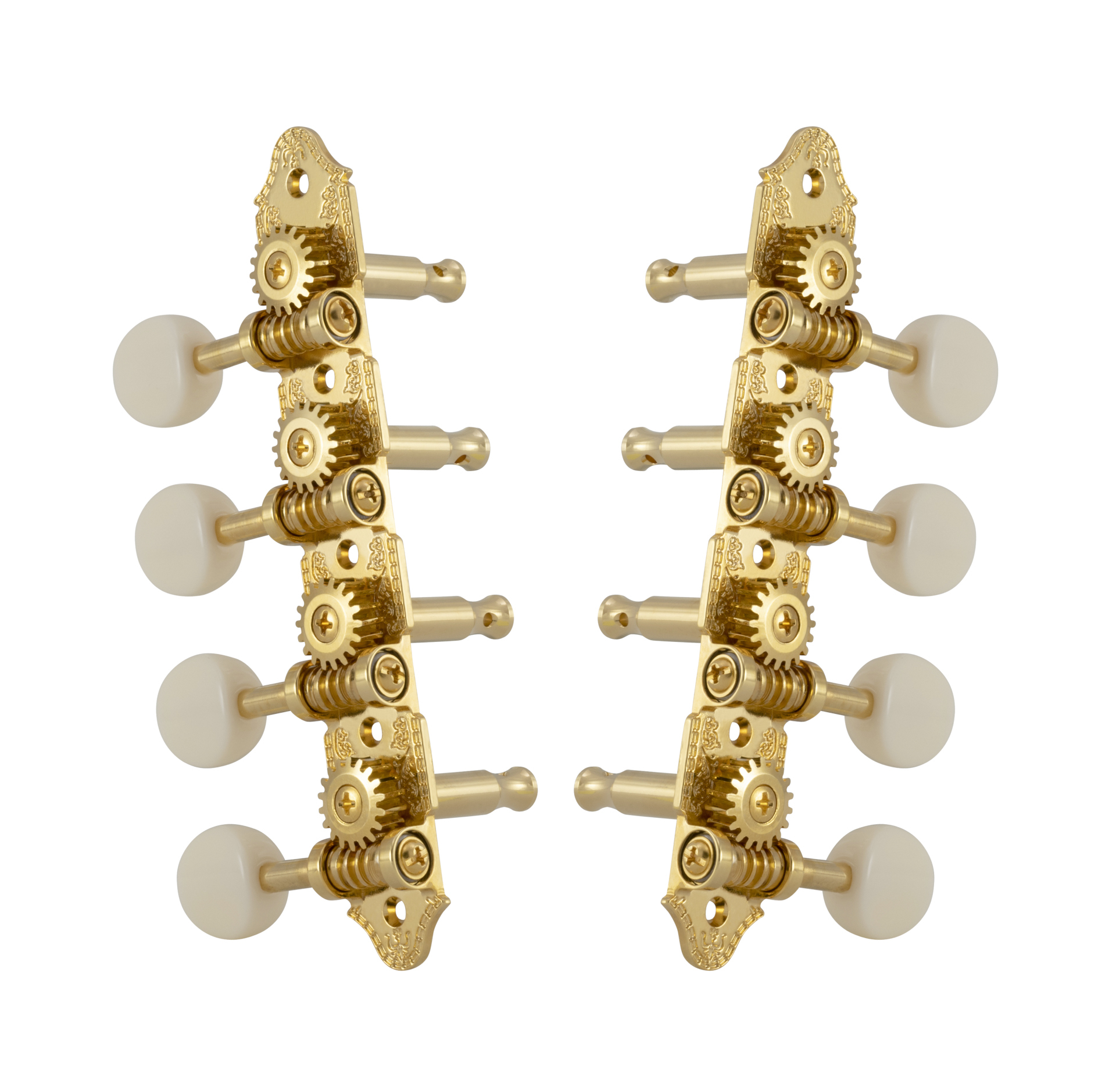 Grover 409VGW Professional Mandolin Vintage "A"-Style Machine Heads with White Button - Standard, 4 + 4 - Gold