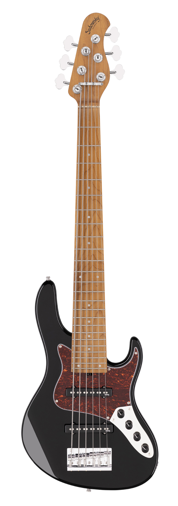 Sadowsky MetroExpress 24-Fret Vintage J/J Bass, Roasted Maple Fingerboard, 6-String - Solid Black High Polish