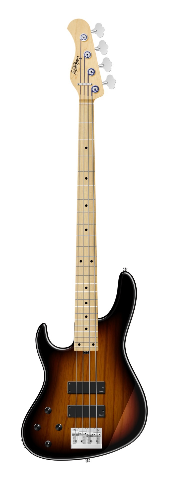 Sadowsky MetroLine 24-Fret Modern Bass, Swamp Ash Body, Maple Fingerboard, 4-String, Lefthand - '59 Burst Transparent High Polish
