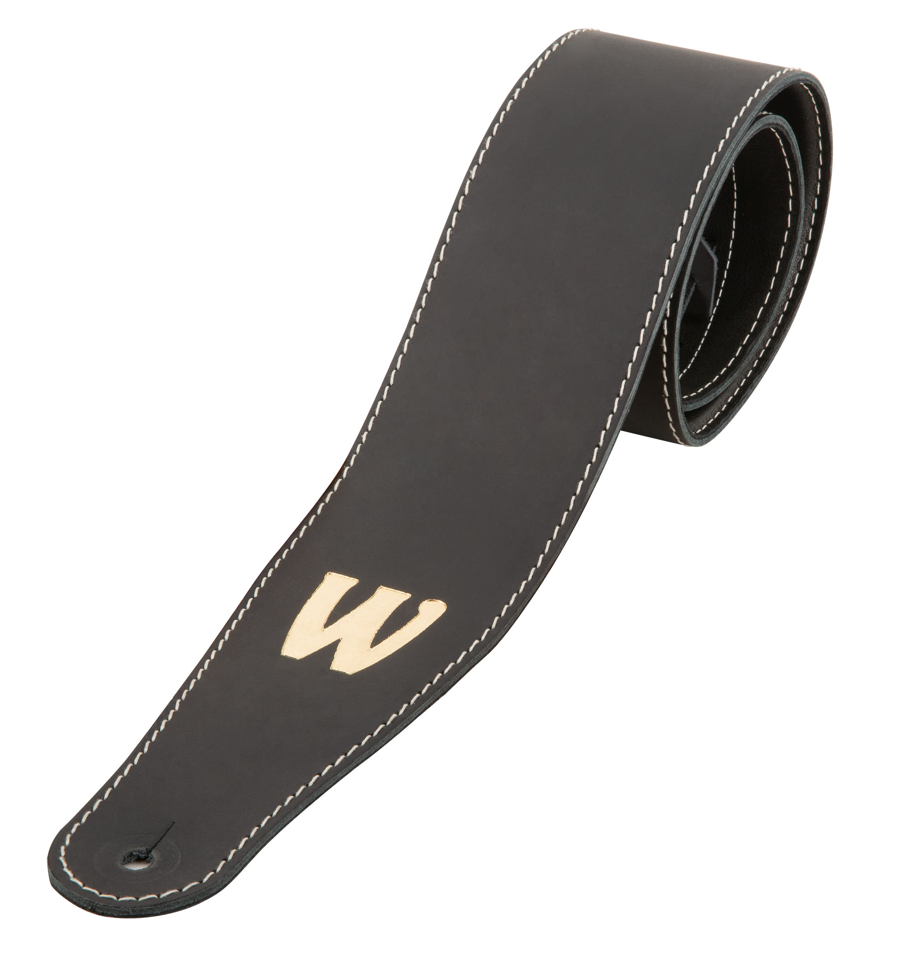 Warwick Teambuilt Genuine Leather Bass Strap - Black, Gold Embossing