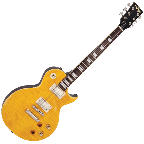 VINTAGE Icon Series V100MRPGM E-Gitarre, Distressed Lemon Drop