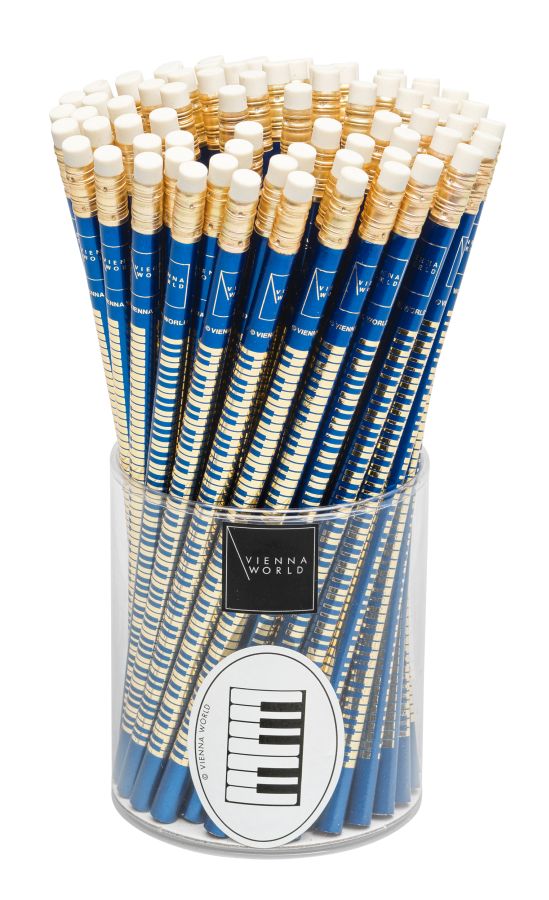 Bleistift Musik - Blau mit Tastatur in gold