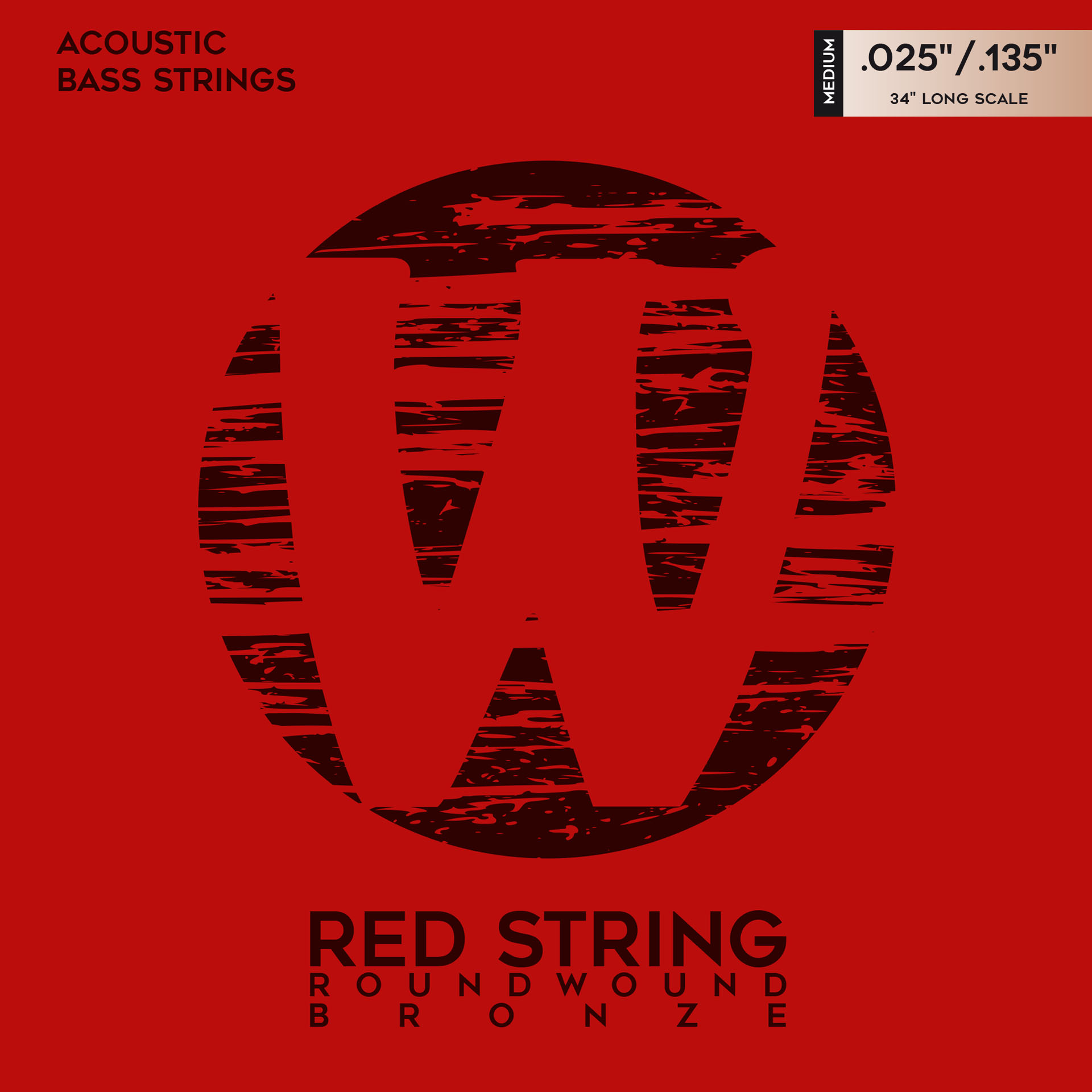Warwick Red Strings Acoustic Bass String Set, Bronze - 6-String, Medium, .025-.135, Long Scale