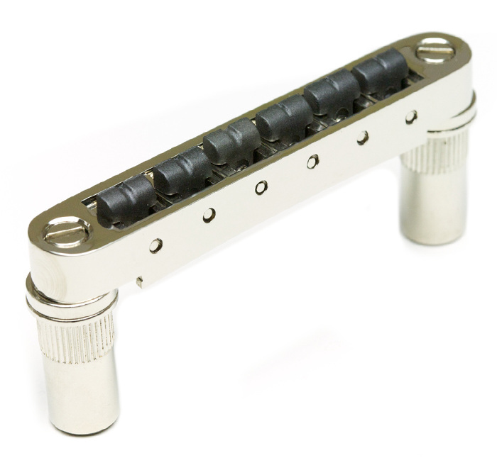 ResoMax PS-8863-N0 - NV2 Tune-O-Matic Bridge with String Saver Saddles (Large Posts, 6 mm) - Nickel