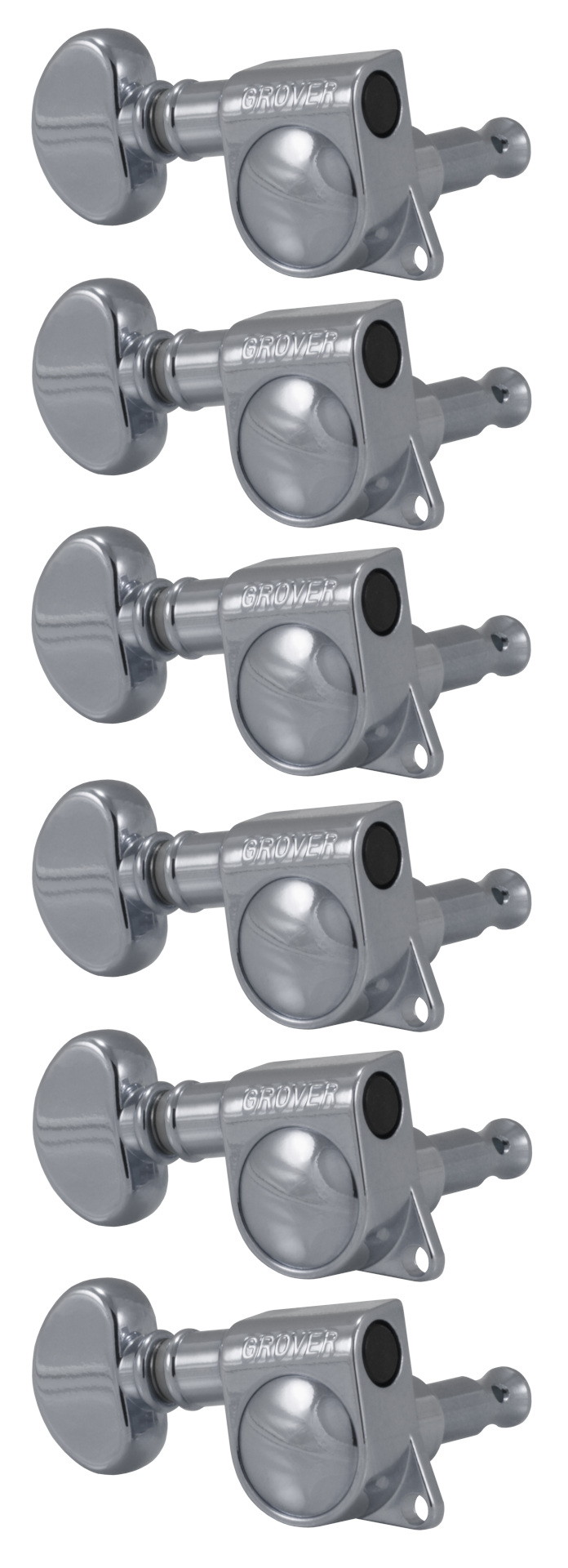 Grover 305CL6 Mid-Size Rotomatics with Round Button - Guitar Machine Heads, 6-in-Line, Lefthand, Treble Side (Right) - Chrome