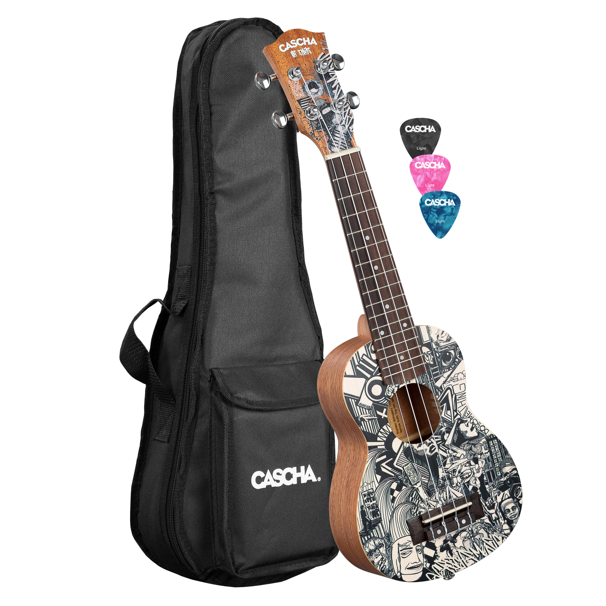 CASCHA HH 2601 Sopran Ukulele Art Series Sketch SET