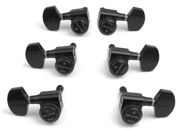 Graph Tech PRL-8311-B0 Ratio Electric Locking Machine Heads with Contemporary Button - 3 + 3 - Black