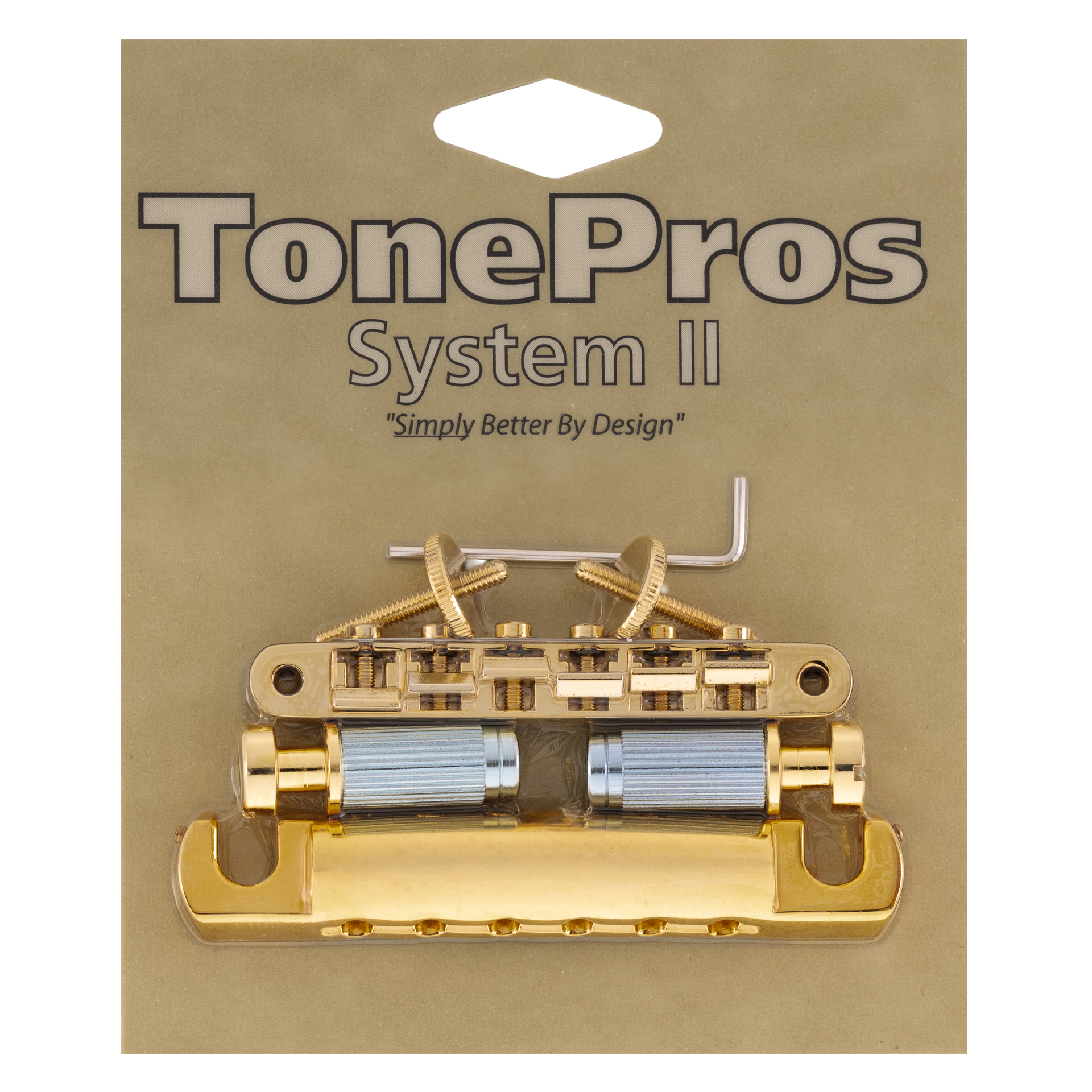 TonePros ABR1 Bridge Replacement Set, Un-Notched AVR2 Tune-O-Matic Bridge and T1ZSA Aluminum Tailpiece - Gold