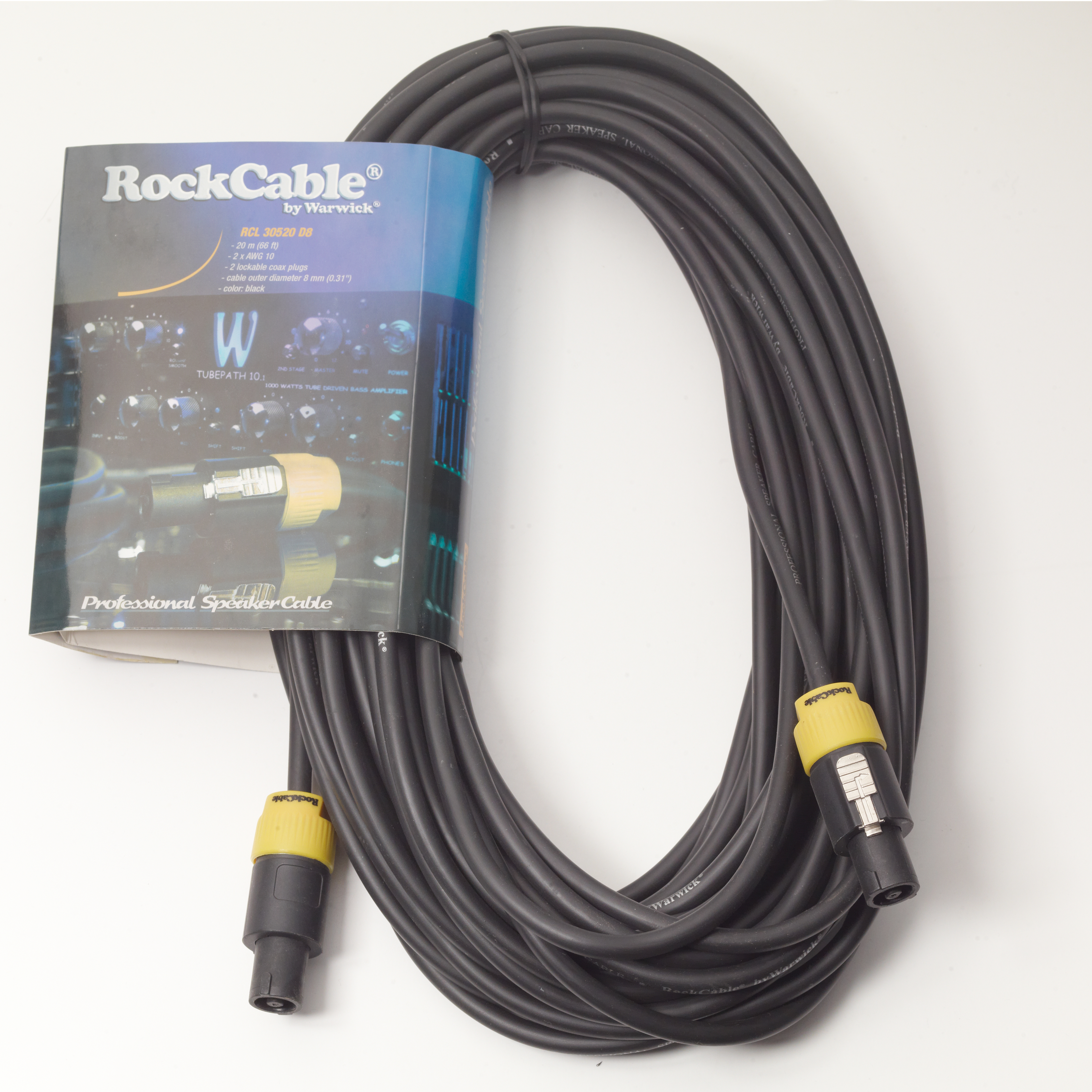 RockCable Speaker Cable - Lockable Coaxial Plug (2-pin) - 20 m / 65.6 ft