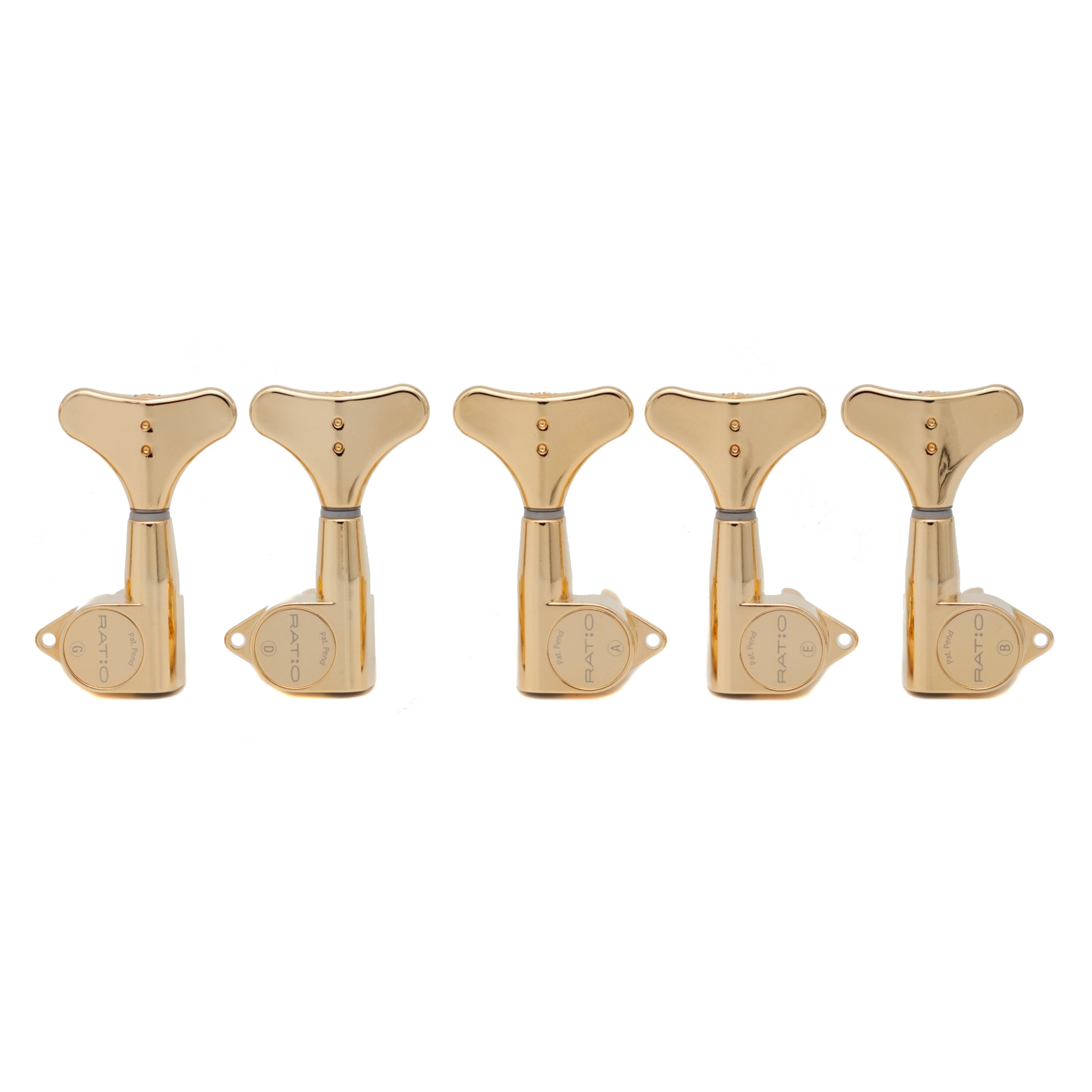 Graph Tech PRB-5320-G0 Ratio Bass Machine Heads with Y-Style Button - 5-String, 3 + 2 - Gold