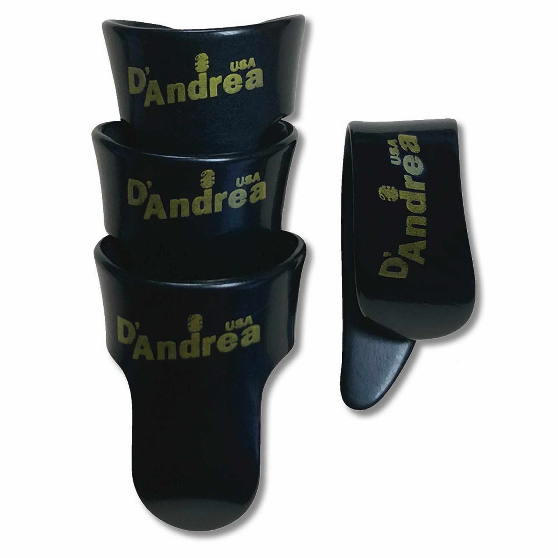 D'Andrea Thumb & Finger Pick Set (R4 PAC MD TF BLK), 1 Thumb & 3 Finger Picks, Medium, Black