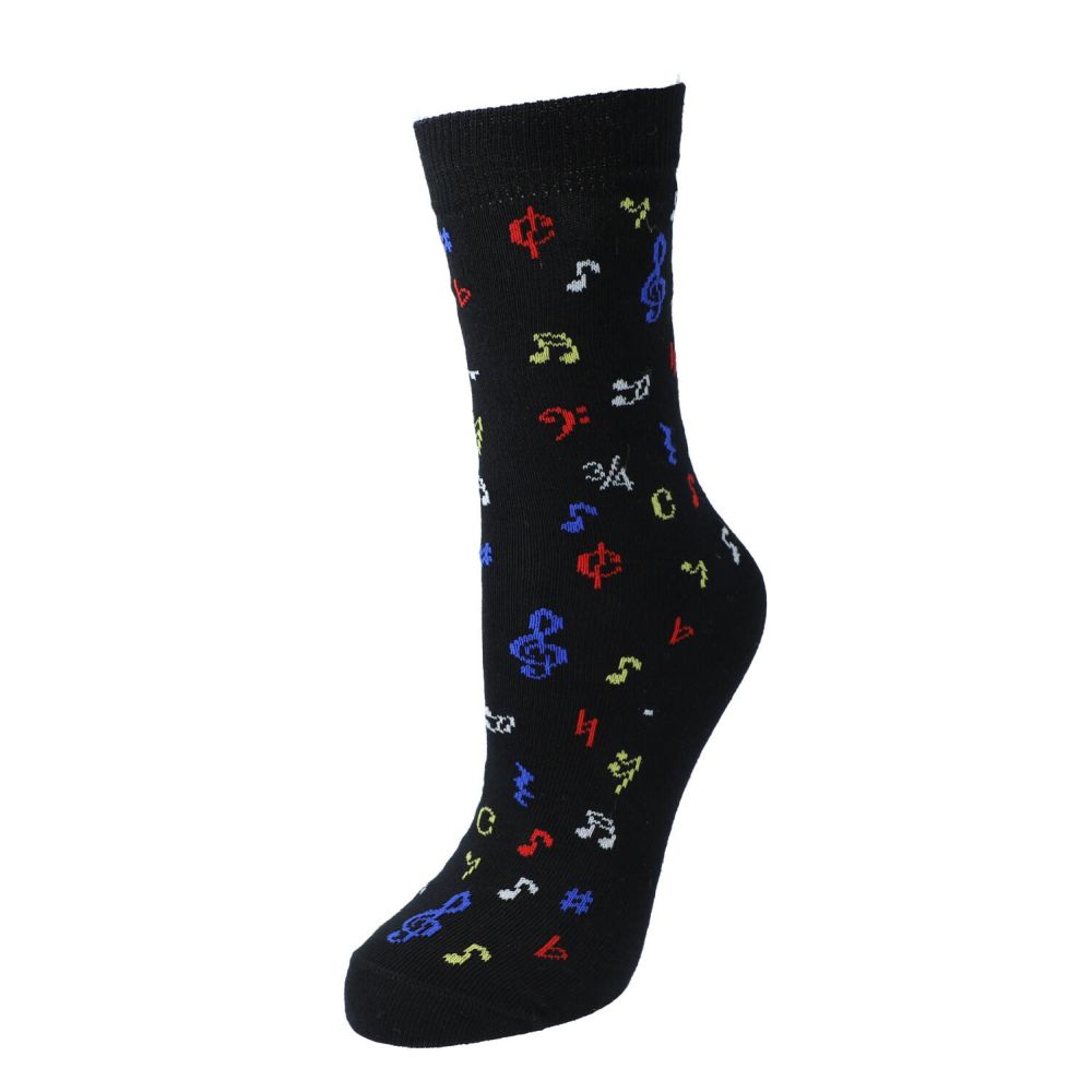 Schwarze Socken mit bunten Noten, Musik-Socken Gr. 43-45