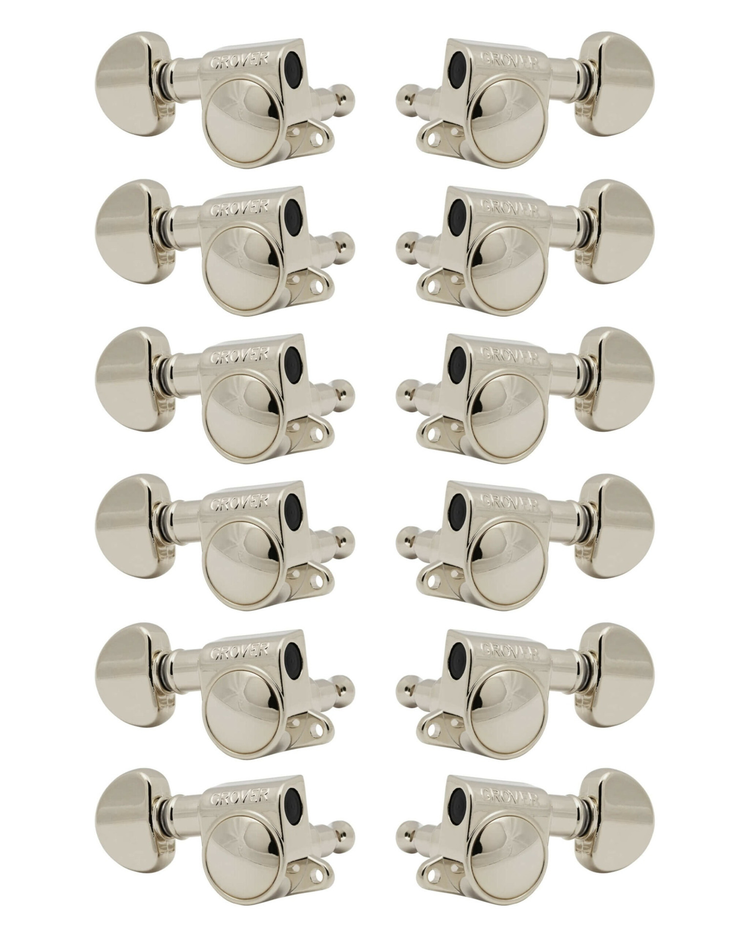 Grover 205-18N12 Mid-Size Rotomatics with Round Button - 12-String Guitar Machine Heads, 6 + 6 - Nickel