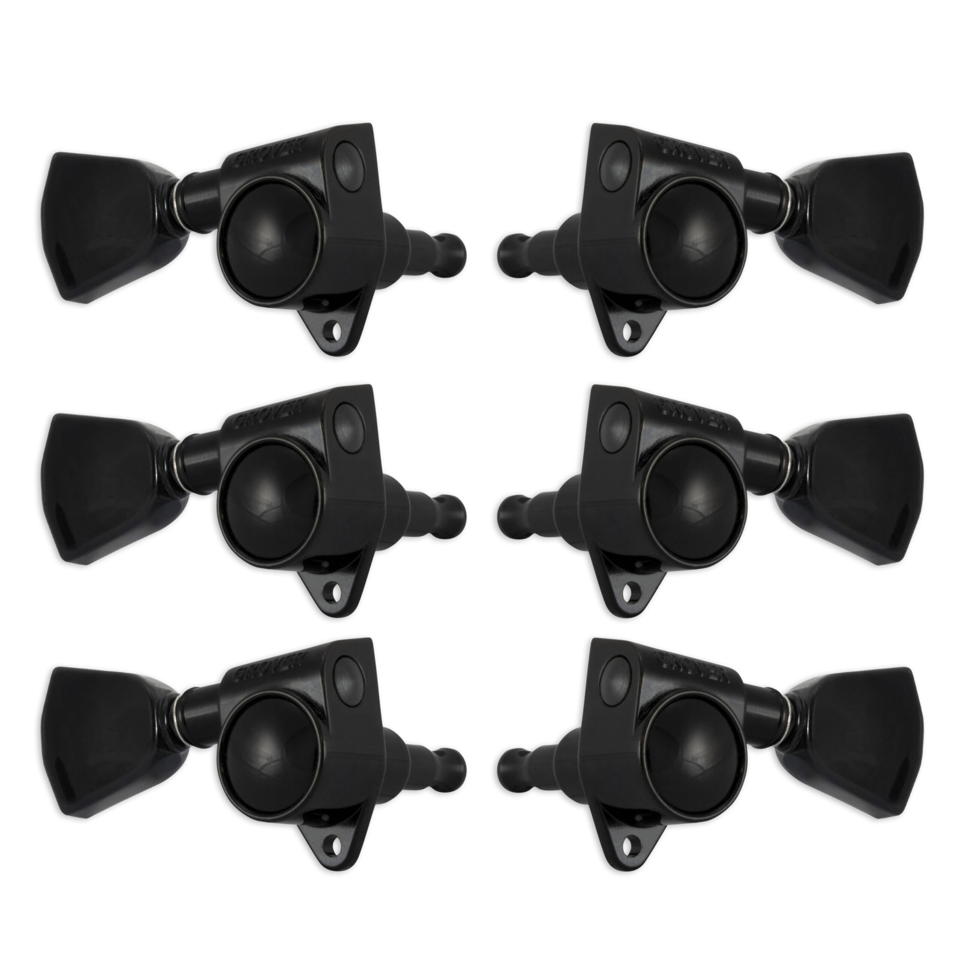 Grover 102-18BCK Original Rotomatics with 18:1 Gear Ratio and Keystone Button - Guitar Machine Heads, 3 + 3 - Black Chrome